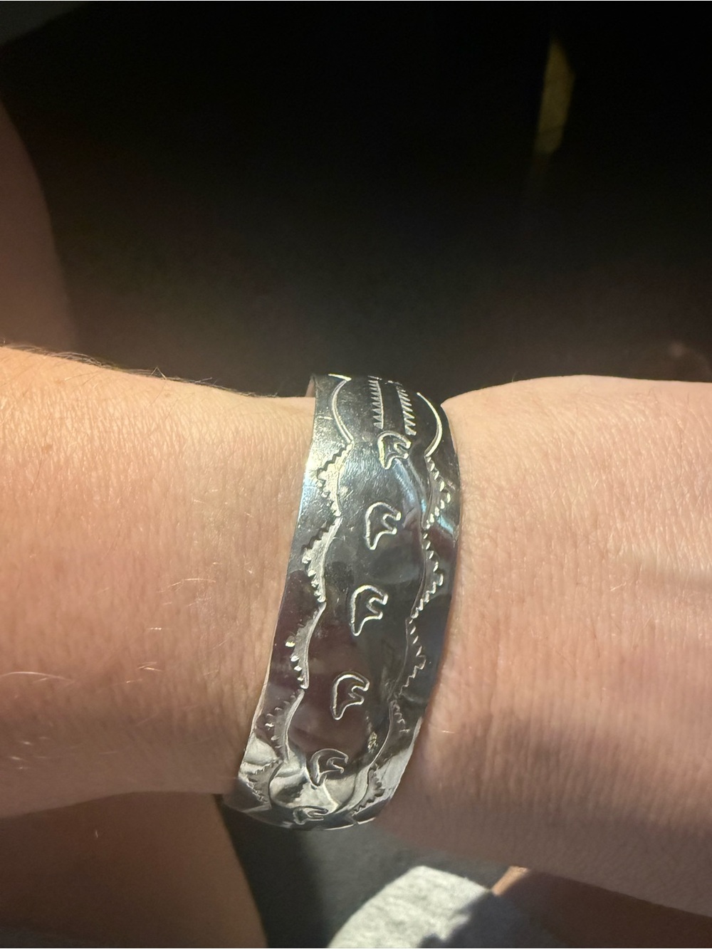 Sterling Silver Southwestern Abstract Wide Cuff Bracelet Statement